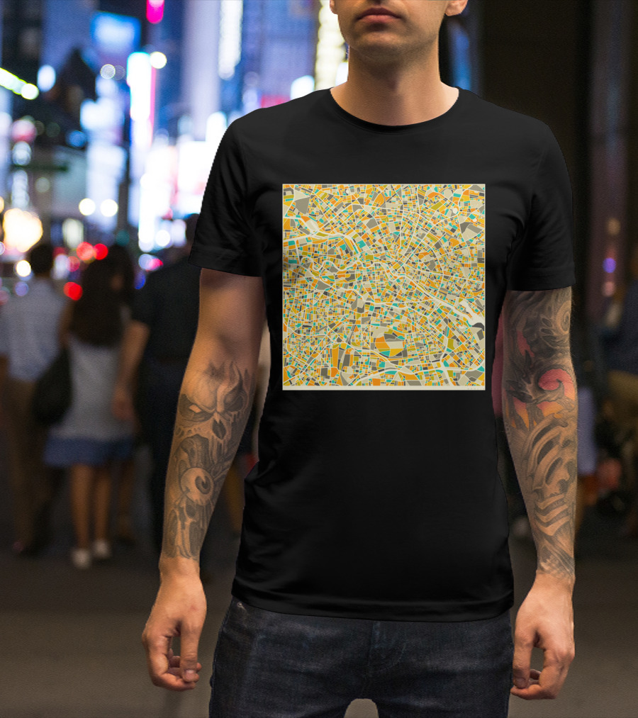 BERLIN MAP CITY STREET LINES GEOMETRIC ABSTRACT T-Shirt