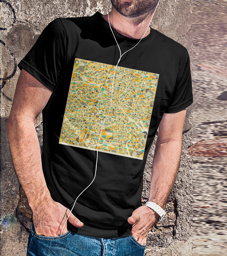BERLIN MAP CITY STREET LINES GEOMETRIC ABSTRACT T-Shirt