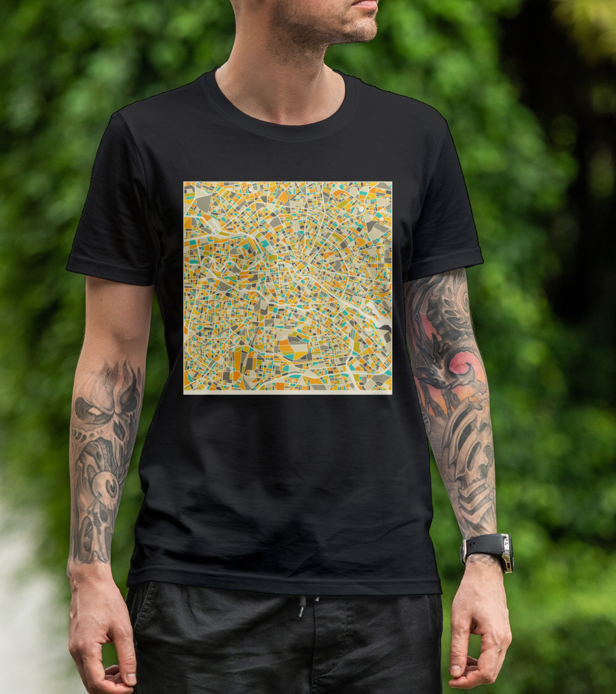 BERLIN MAP CITY STREET LINES GEOMETRIC ABSTRACT T-Shirt