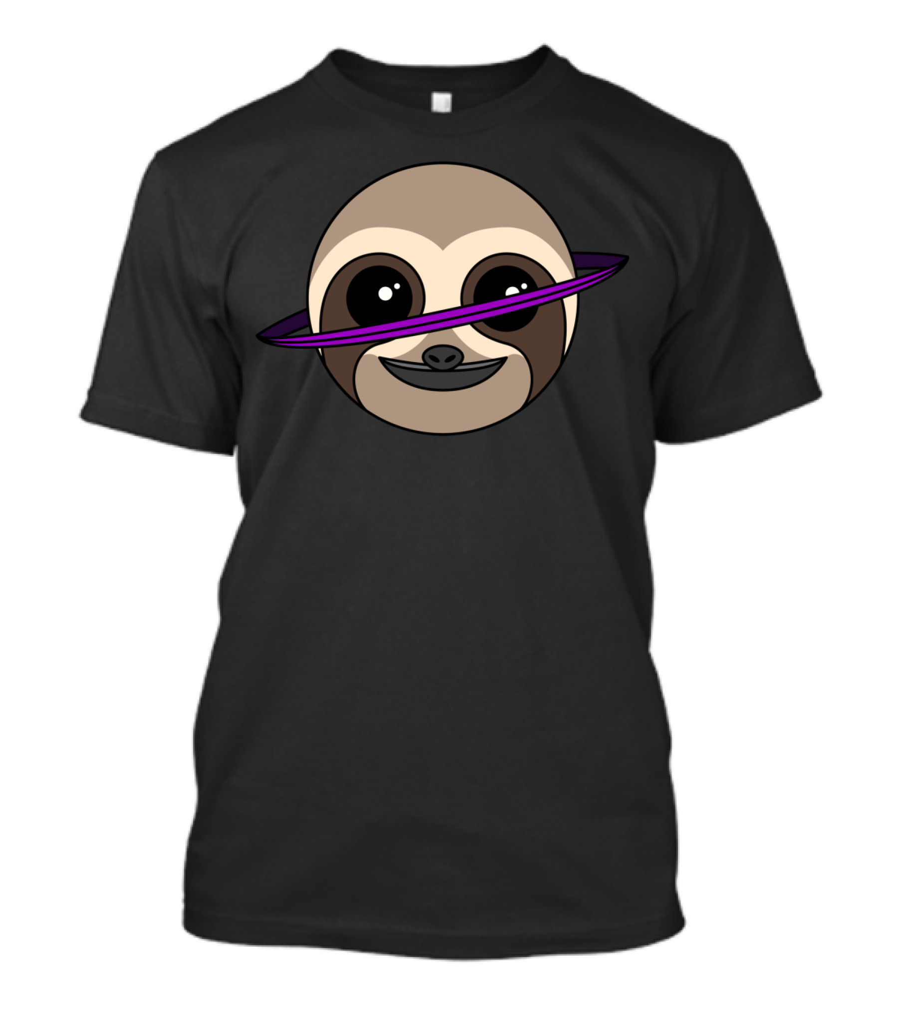 Slothy Large Face With Purple Planet Ring T-Shirt