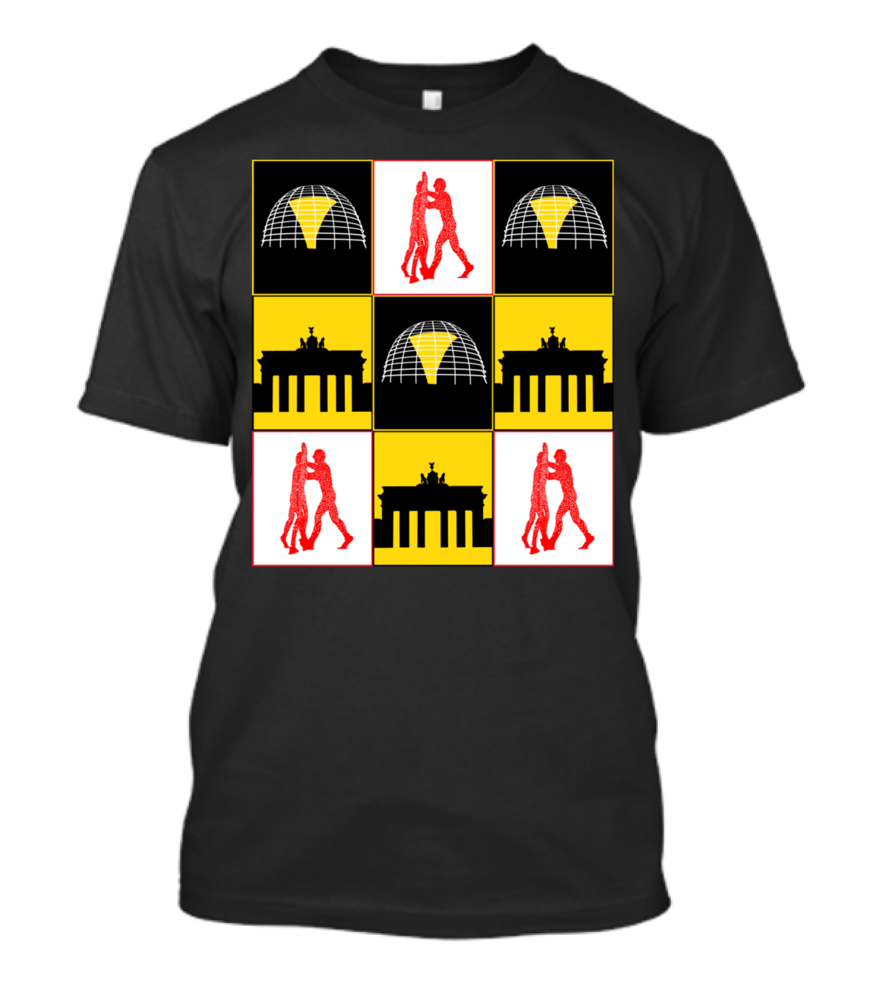 Berlin Brandenburg Gate Dancing Figures Grid T-Shirt