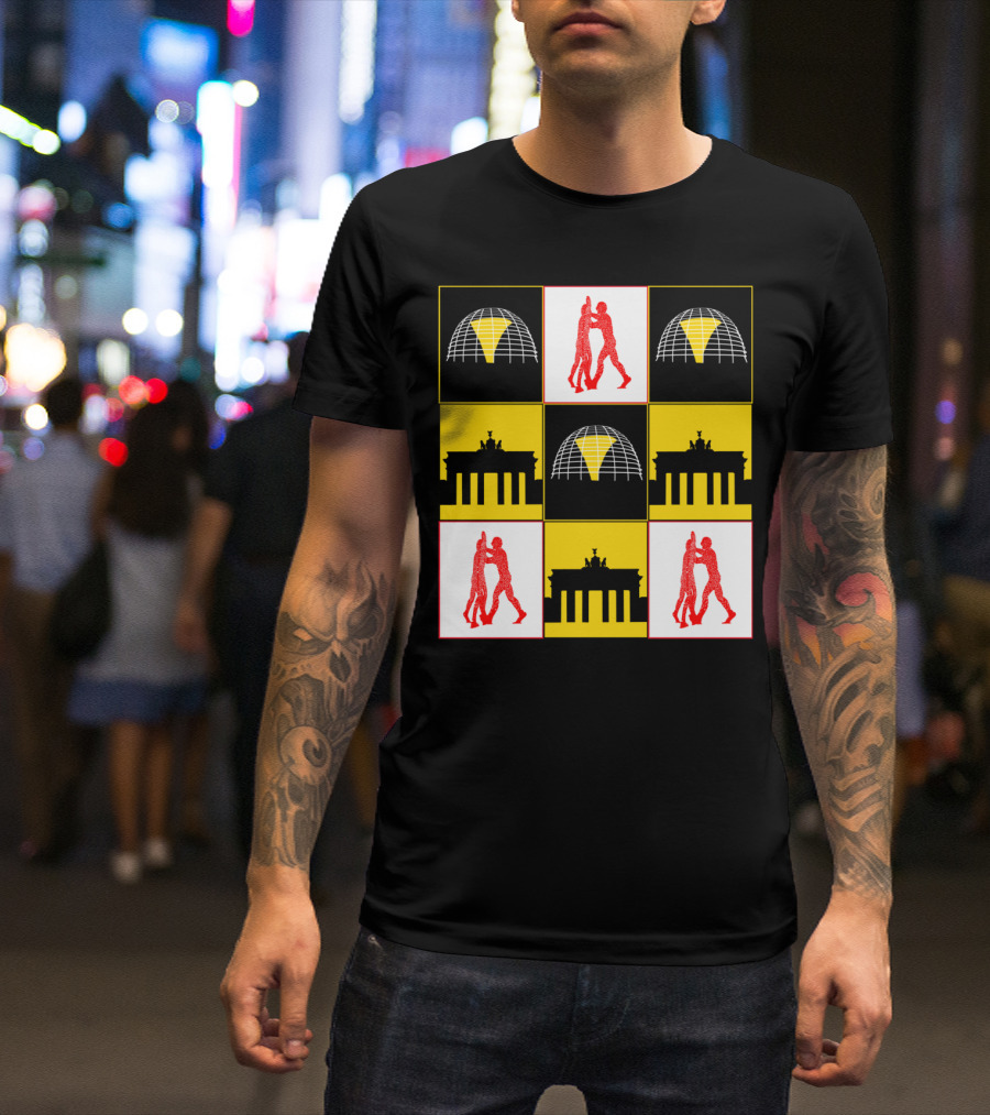 Berlin Brandenburg Gate Dancing Figures Grid T-Shirt