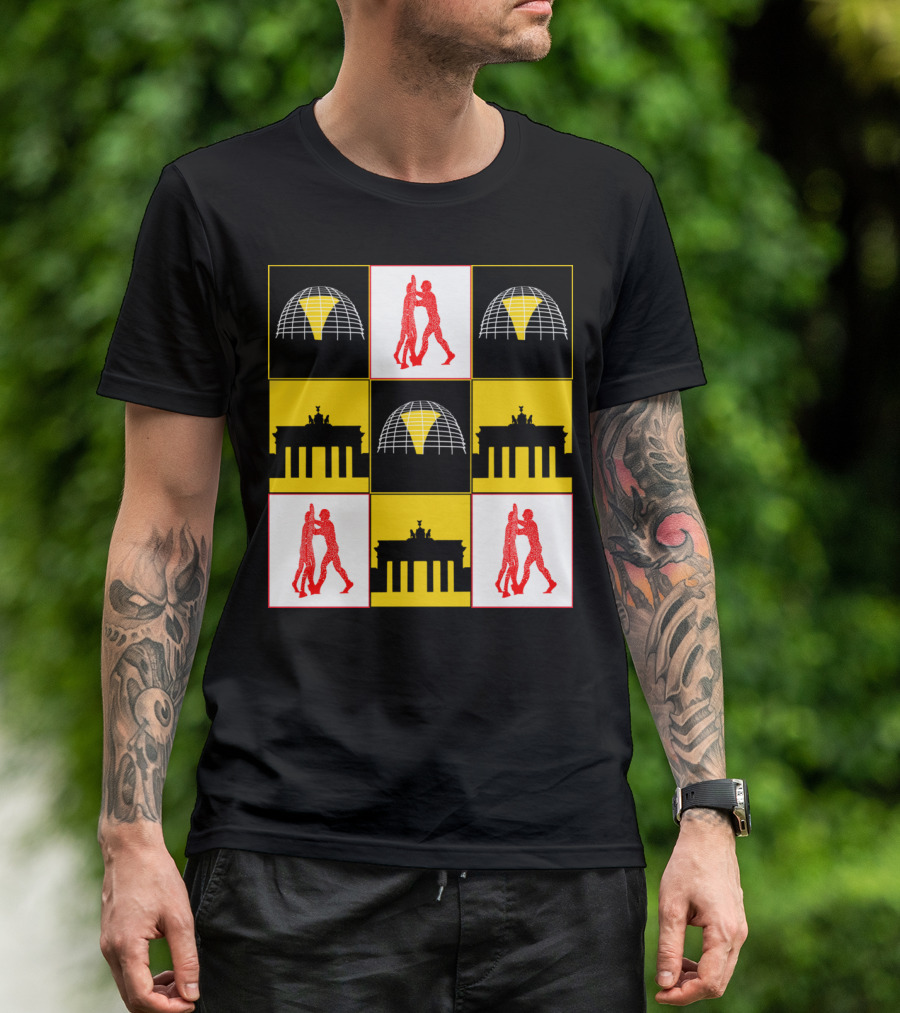 Berlin Brandenburg Gate Dancing Figures Grid T-Shirt