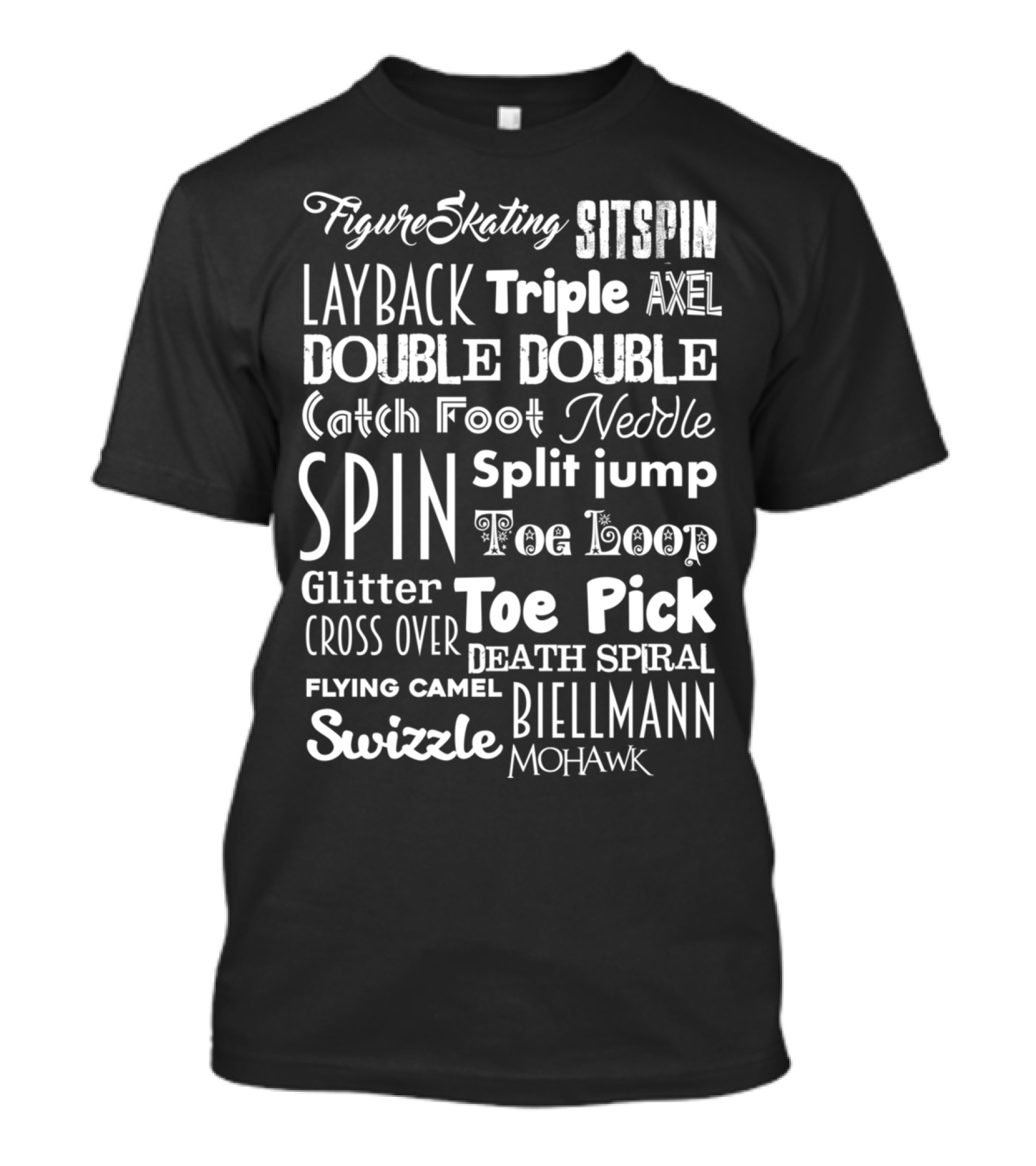 Figure Skating Layback Sitspin Axel Double Split Jump Moves And Terminology T-Shirt