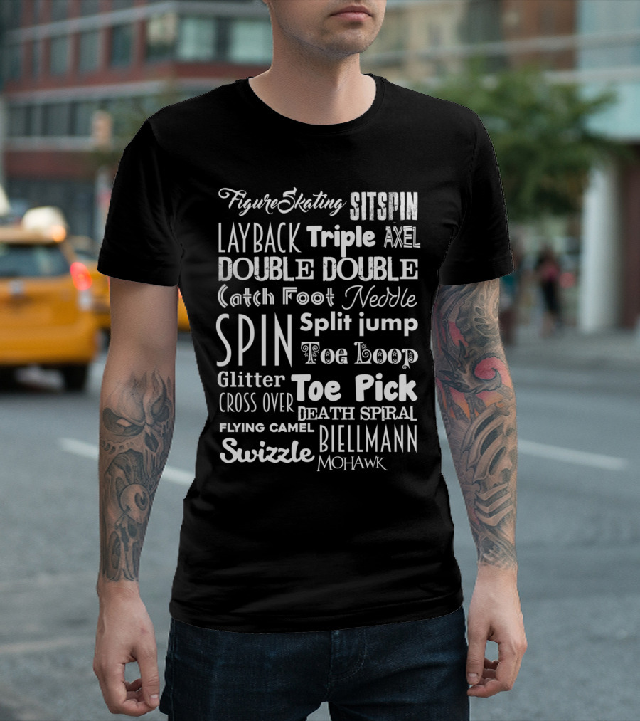 Figure Skating Layback Sitspin Axel Double Split Jump Moves And Terminology T-Shirt