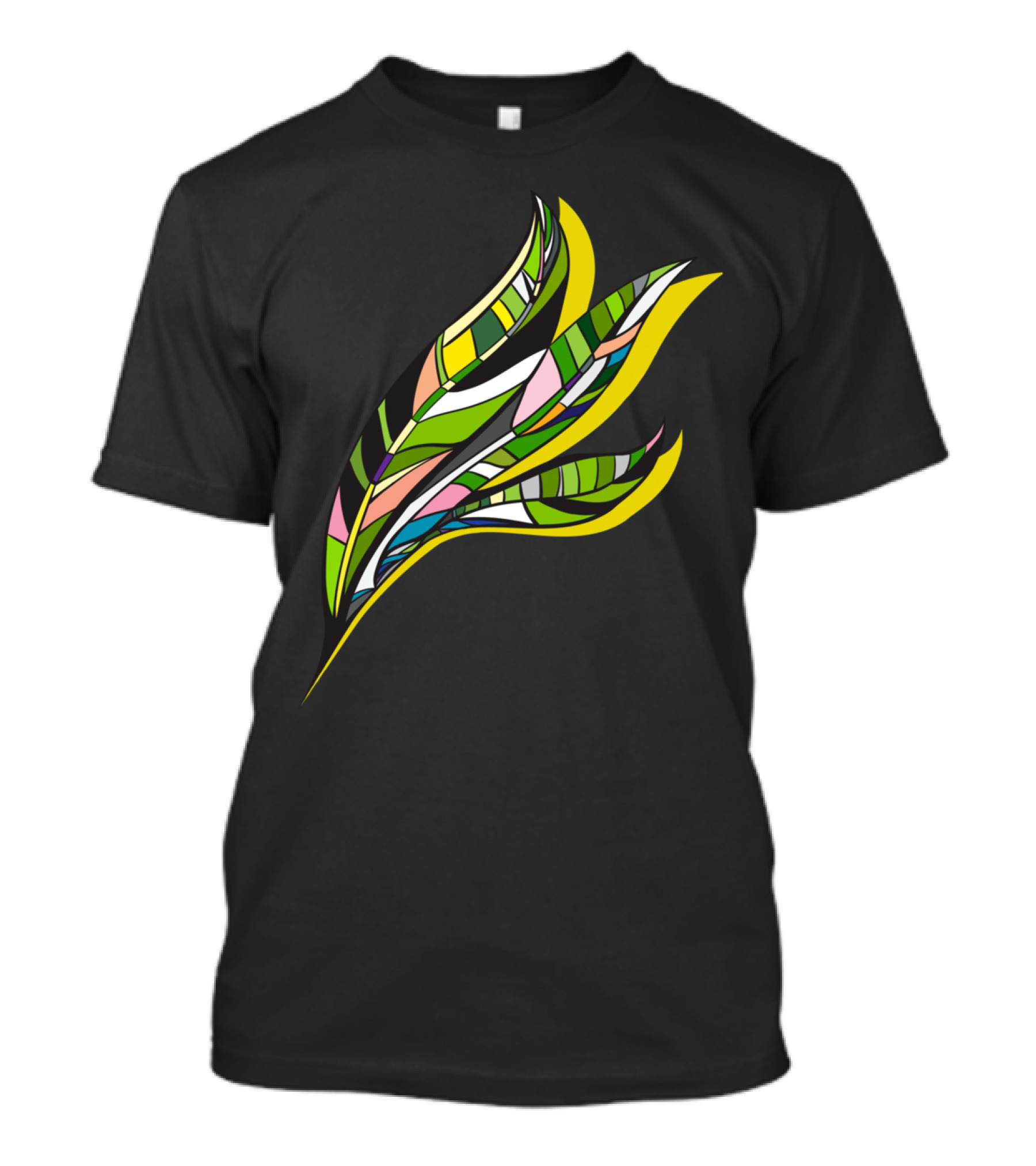 Leaves Stained Glass Style Multicolor Abstract T-Shirt