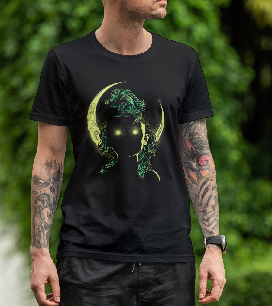 Mystery Cosmic Glow Silhouette With Crescent Moon T-Shirt