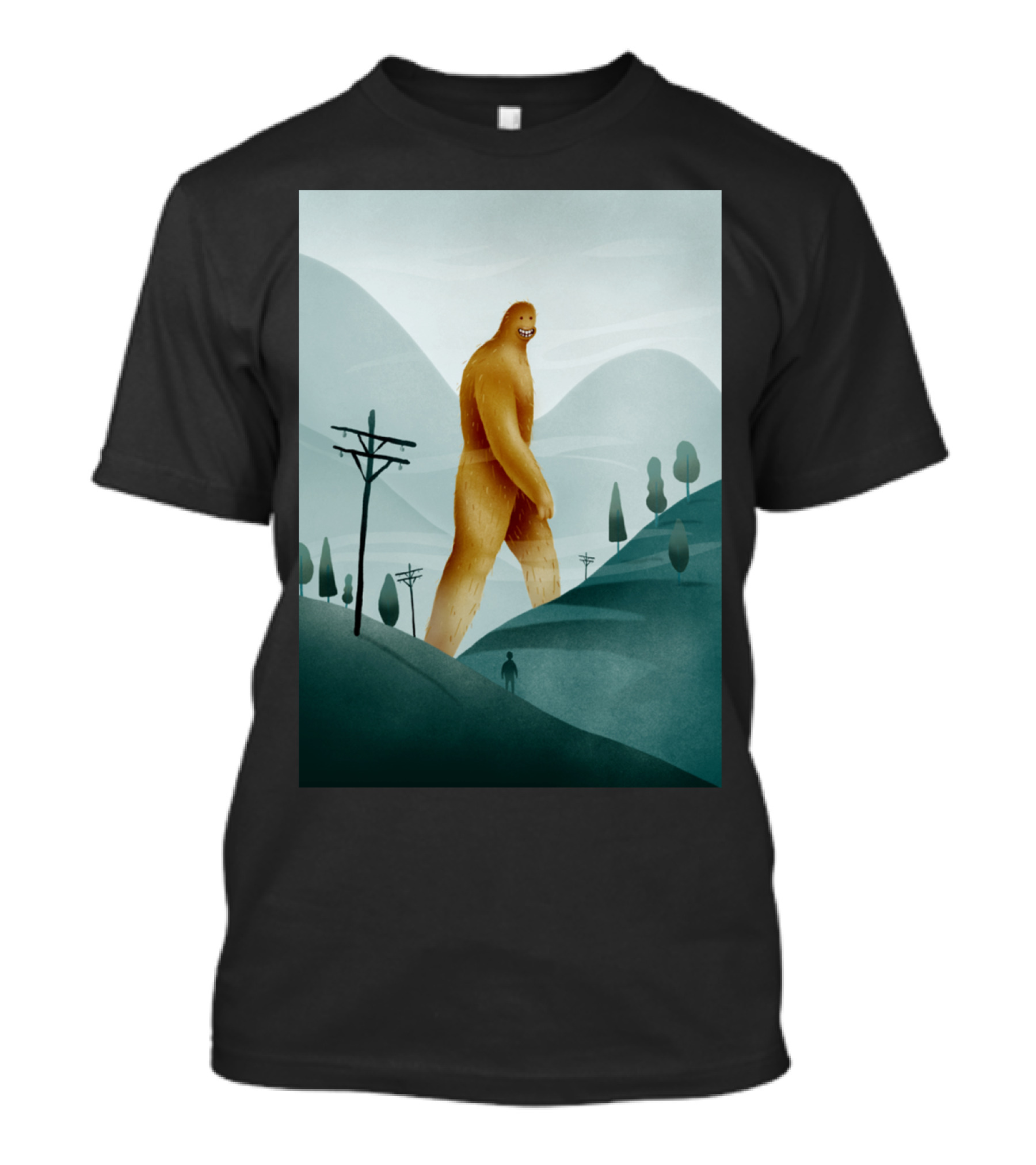 BRIEF ENCOUNTER WITH THE TALL MAN BIGFOOT SILHOUETTE IN HILLY LANDSCAPE T-Shirt