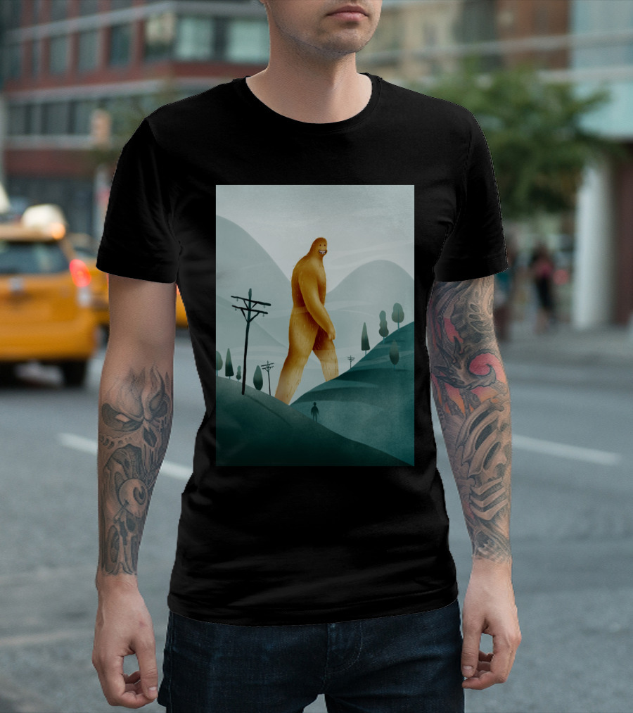 BRIEF ENCOUNTER WITH THE TALL MAN BIGFOOT SILHOUETTE IN HILLY LANDSCAPE T-Shirt
