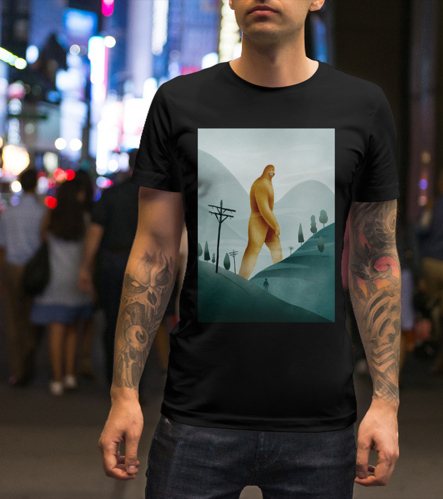 BRIEF ENCOUNTER WITH THE TALL MAN BIGFOOT SILHOUETTE IN HILLY LANDSCAPE T-Shirt