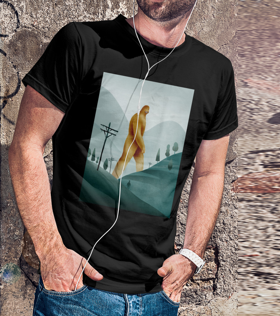 BRIEF ENCOUNTER WITH THE TALL MAN BIGFOOT SILHOUETTE IN HILLY LANDSCAPE T-Shirt