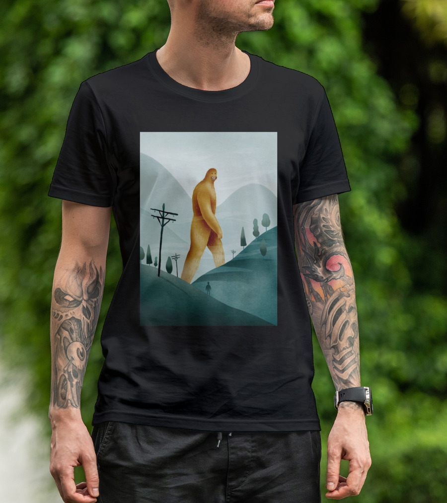 BRIEF ENCOUNTER WITH THE TALL MAN BIGFOOT SILHOUETTE IN HILLY LANDSCAPE T-Shirt