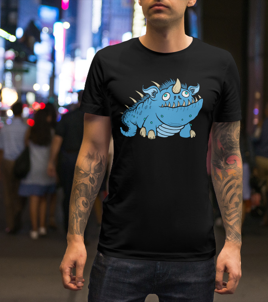 Hairy Spine Monster Big Blue Beast Creature Horned T-Shirt