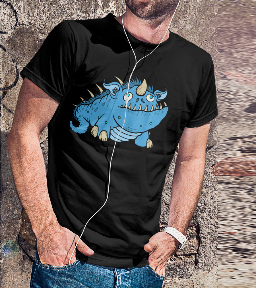 Hairy Spine Monster Big Blue Beast Creature Horned T-Shirt