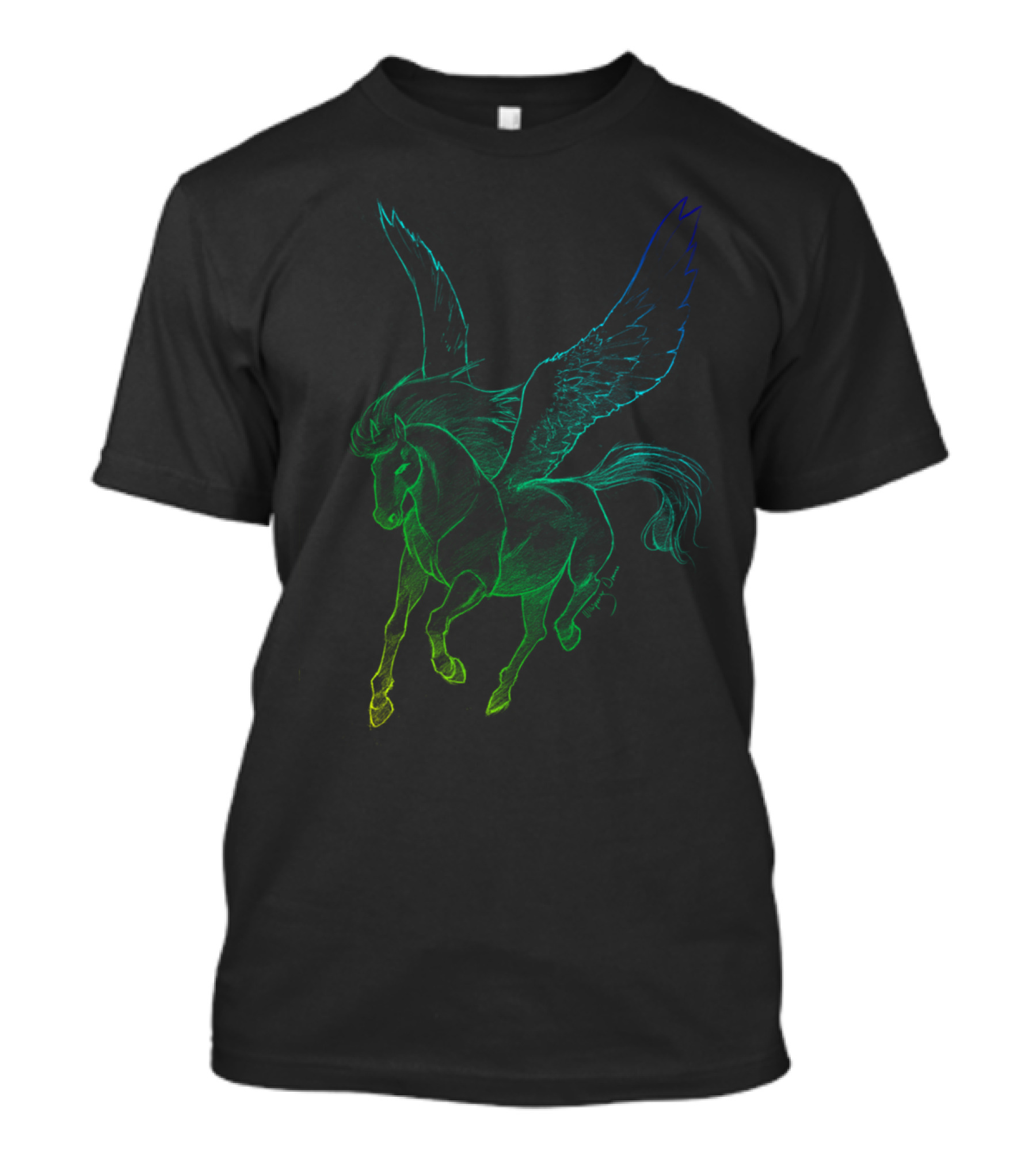 Pegasus In Rainbow Gradient Line T-Shirt