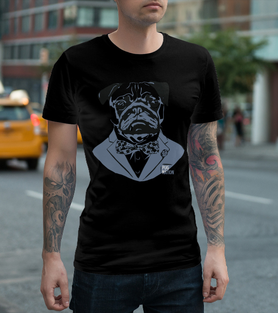 Pug Nation Brings You The Cutest Pug In Stylish Bow Tie And Suit T-Shirt