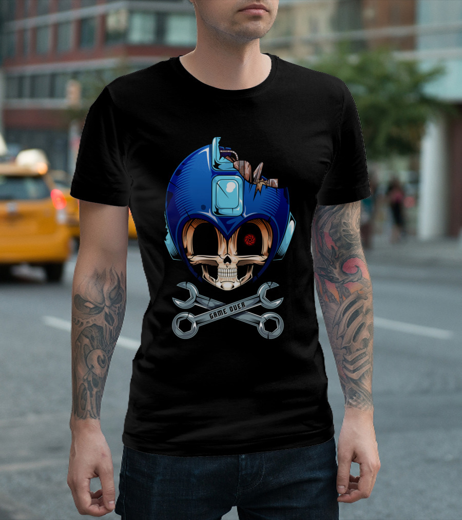Mega Dead Man Game Over Skull Helmet T-Shirt