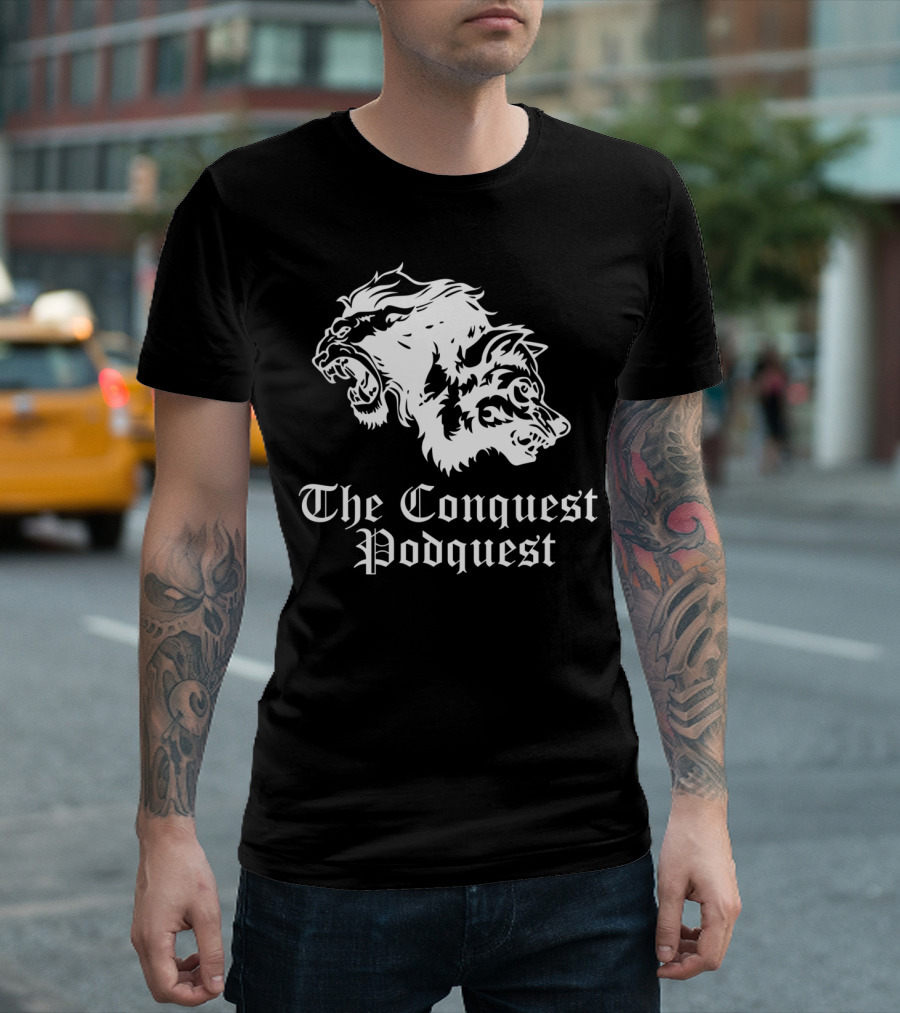 The Conquest Podquest Lion and Wolf Emblem T-Shirt