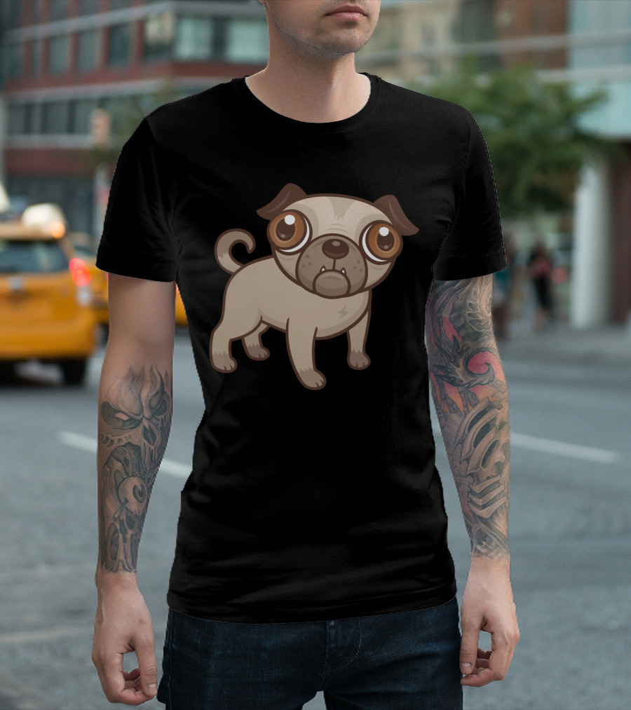 Pug Puppy Cartoon Big-Eyed Adorable T-Shirt