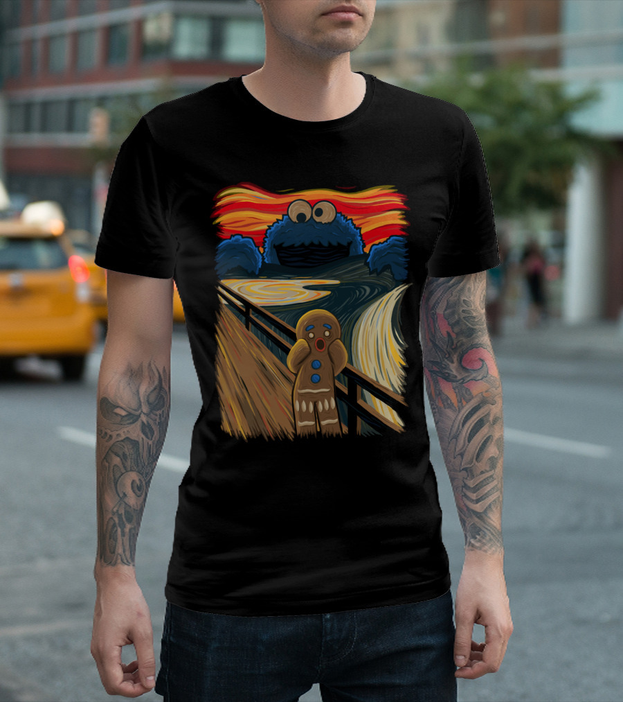 The Cookie Muncher Scream Inspired Gingerbread Monster T-Shirt