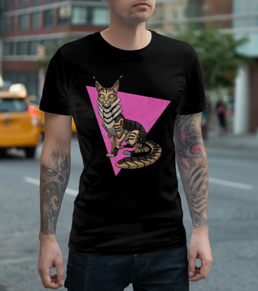 Robo Cat Maine Coon Cyber Triangle T-Shirt