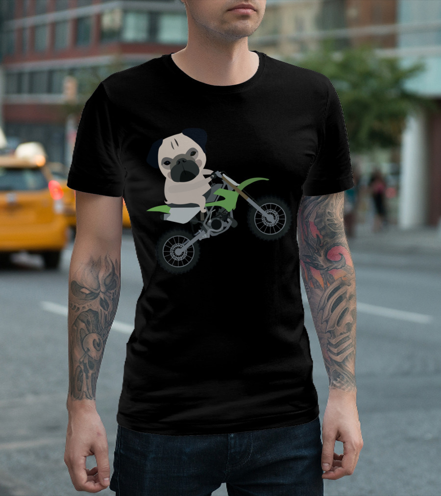 Pug Riding Motocross Bike T-Shirt