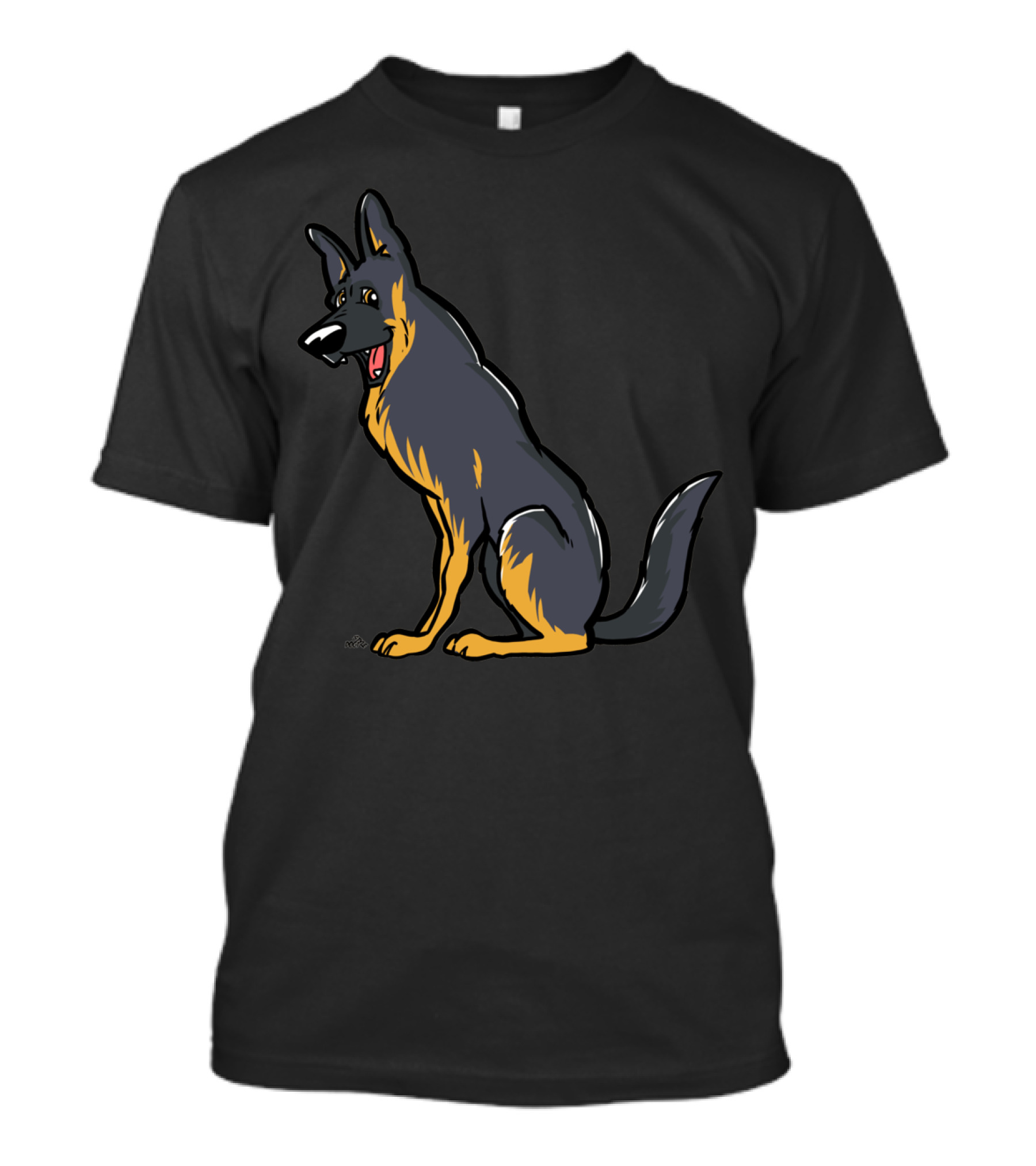 German Shepherd Cartoon Dog Happy Sitting T-Shirt