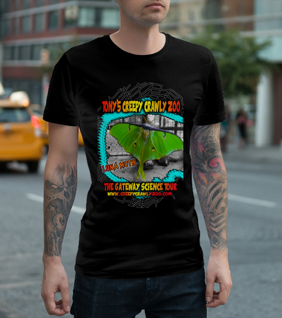 Tony's Creepy Crawly Zoo Luna Moth The Gateway Science Tour T-Shirt