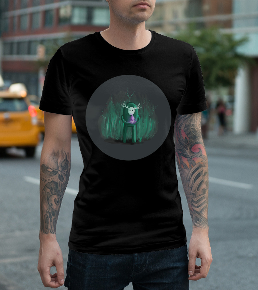 Methos Mysterious Green Figure with Antlers and Purple Crystal T-Shirt