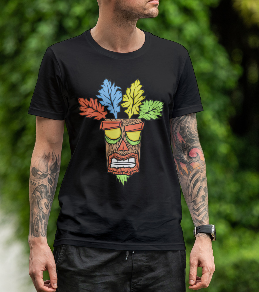 Aku Aku N Sane Mask Colorful Leaves T-Shirt