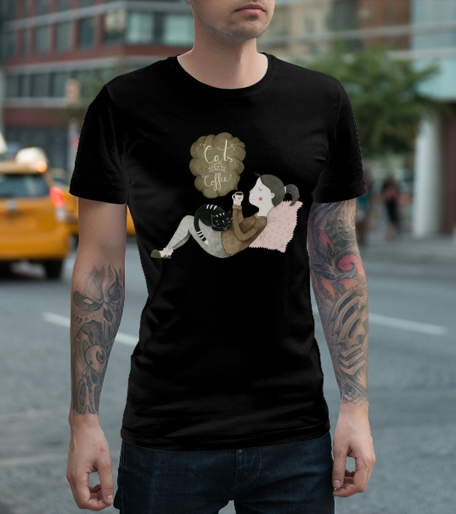 Relaxing with Cats and Coffee T-Shirt