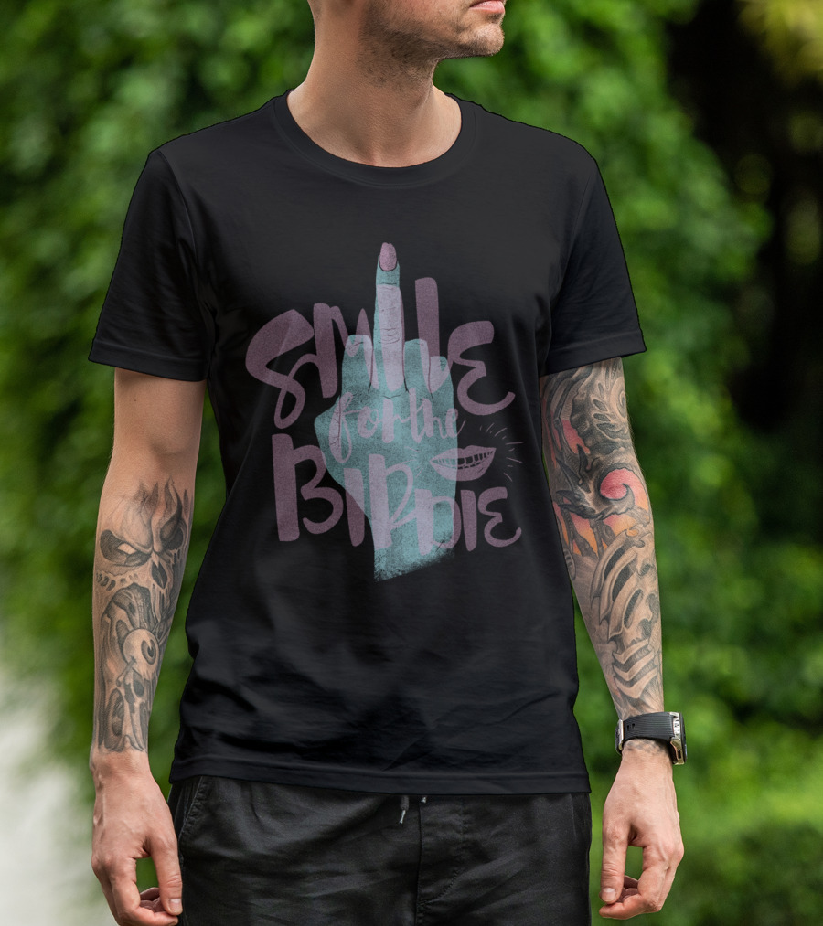 Smile For The Birdie Middle Finger Lips T-Shirt