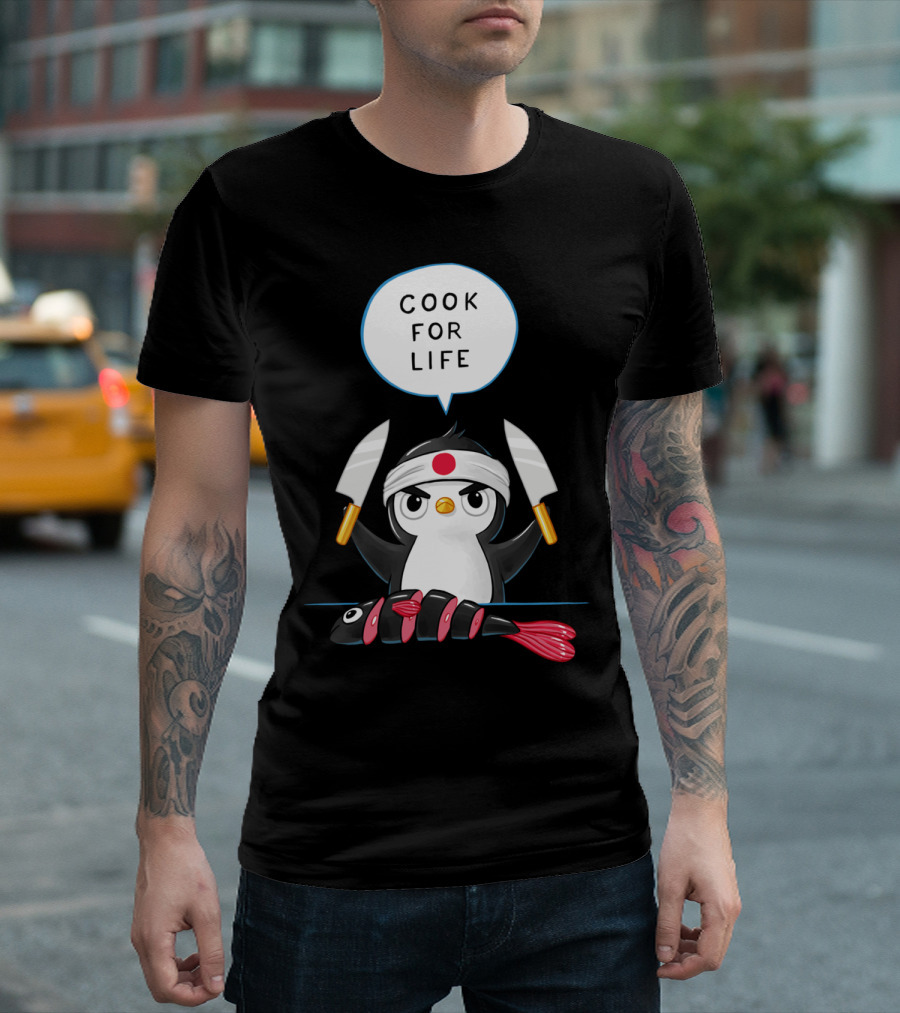 Penguin Chef Cook For Life Sushi Master T-Shirt