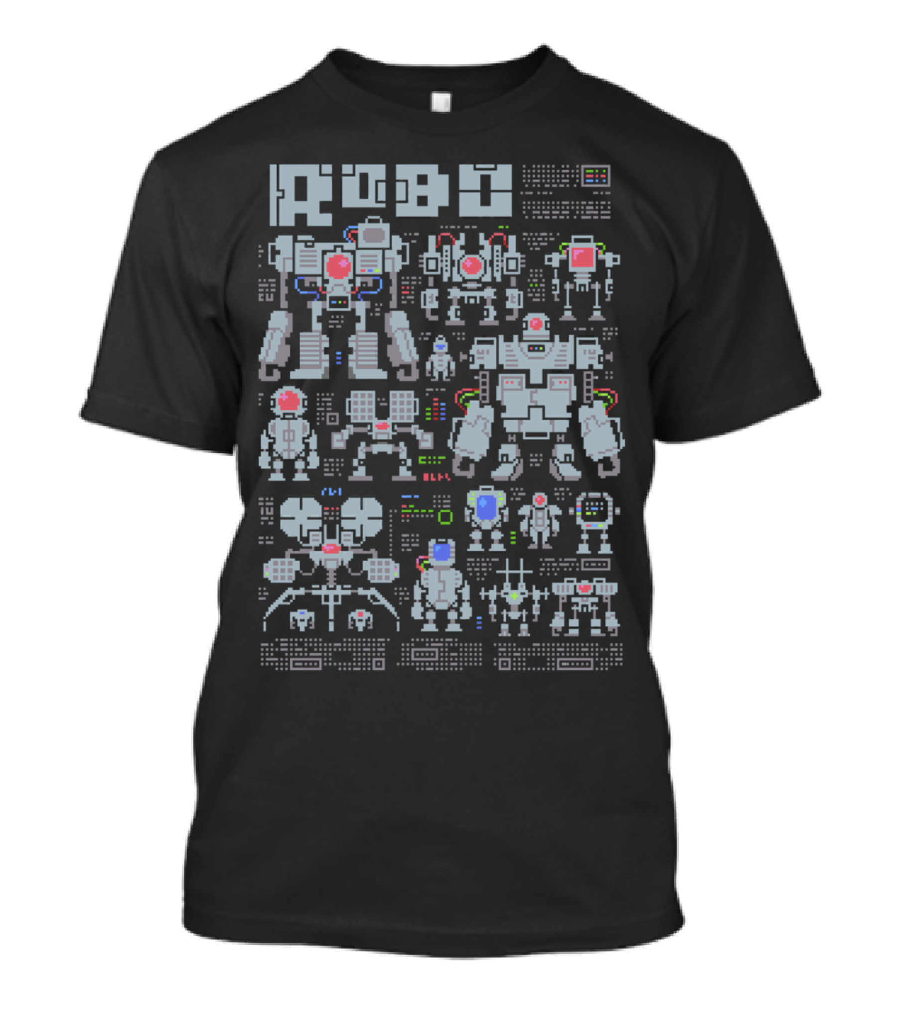Robo Pixel Robot Blueprint Assembly T-Shirt