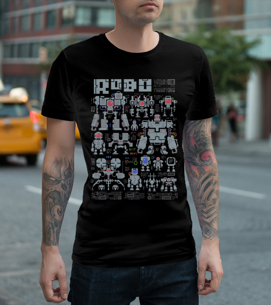 Robo Pixel Robot Blueprint Assembly T-Shirt