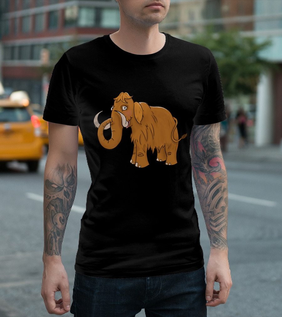 Bristle The Mammoth Cartoon Woolly Character with Friendly Expression T-Shirt
