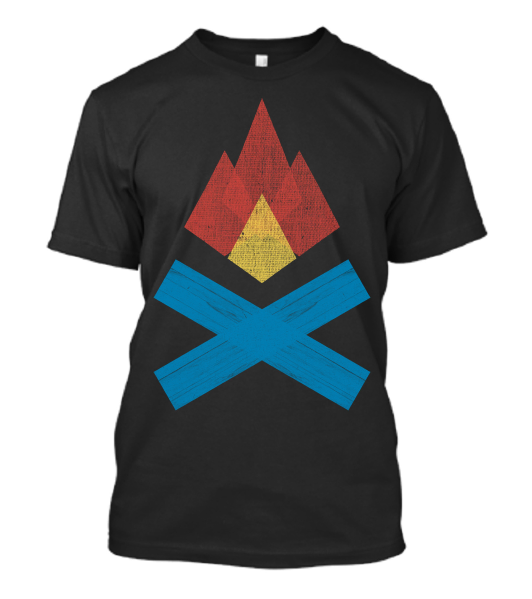 Campfire Crossed Logs Flame Geometric T-Shirt