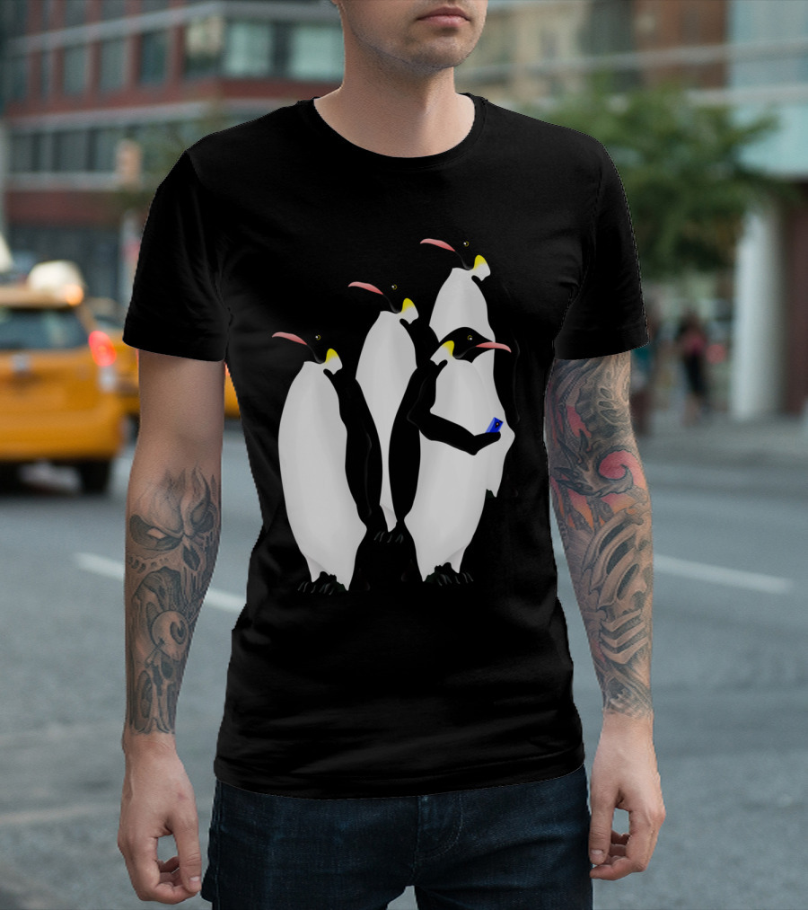 Penguins with Smartphones Online Connection T-Shirt