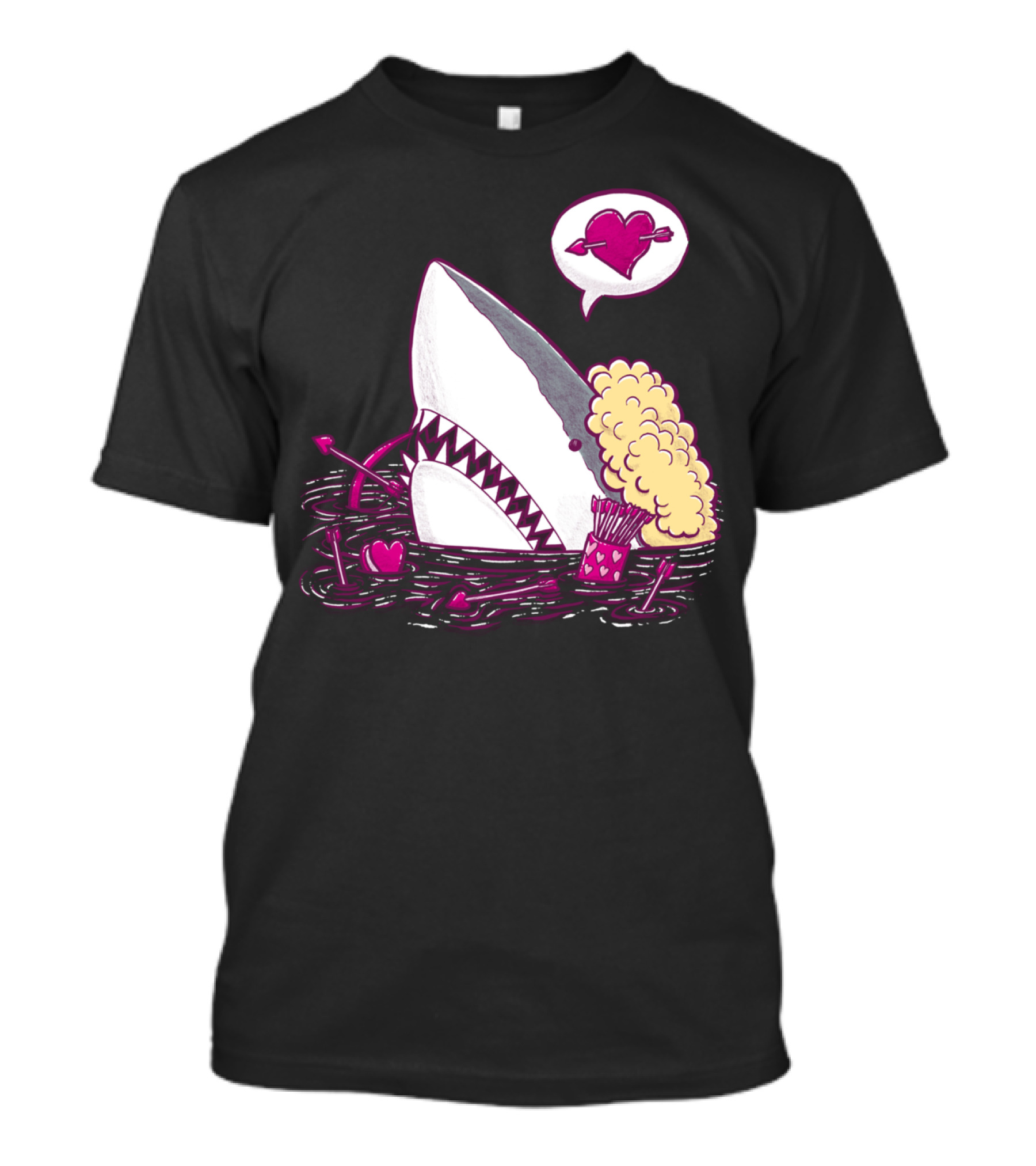 Cupid Shark With Heart And Arrows In Water T-Shirt