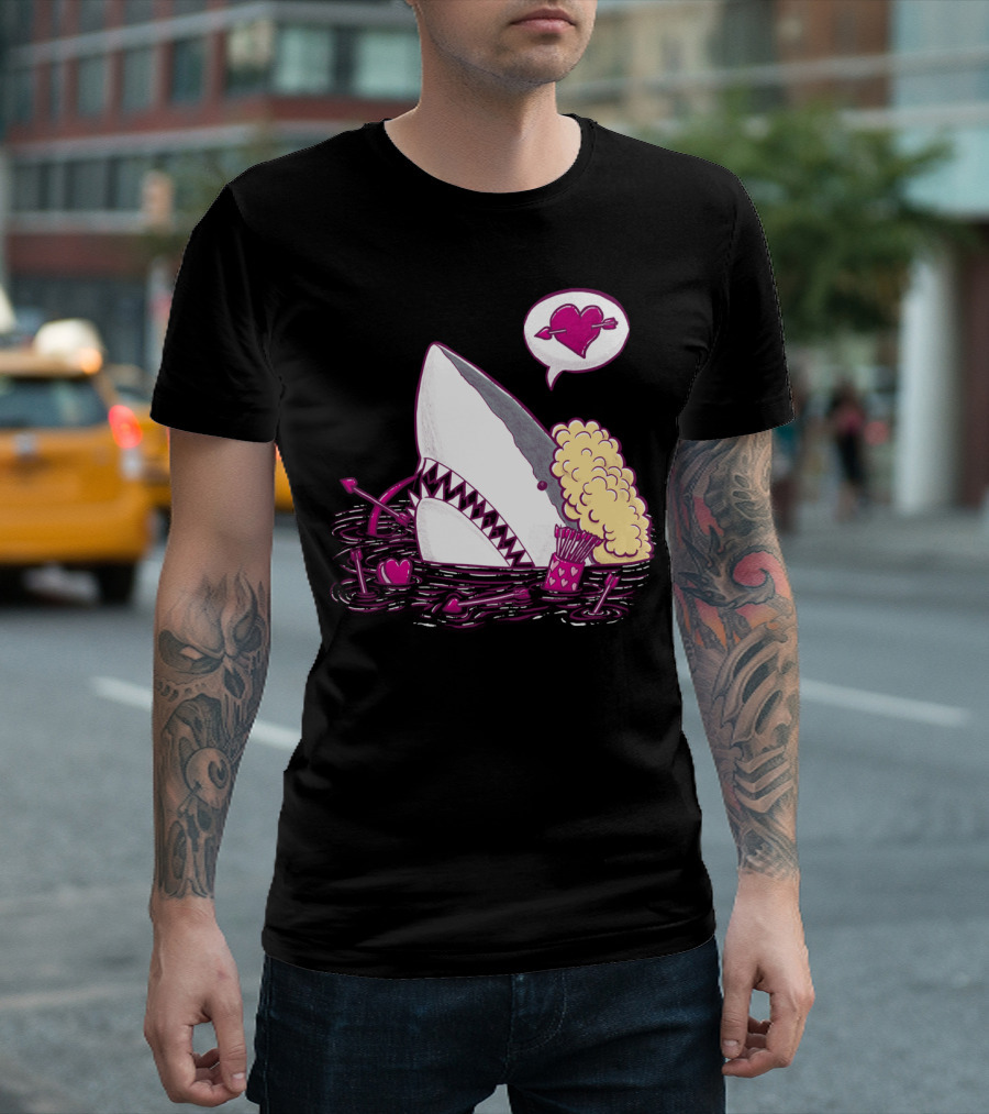 Cupid Shark With Heart And Arrows In Water T-Shirt