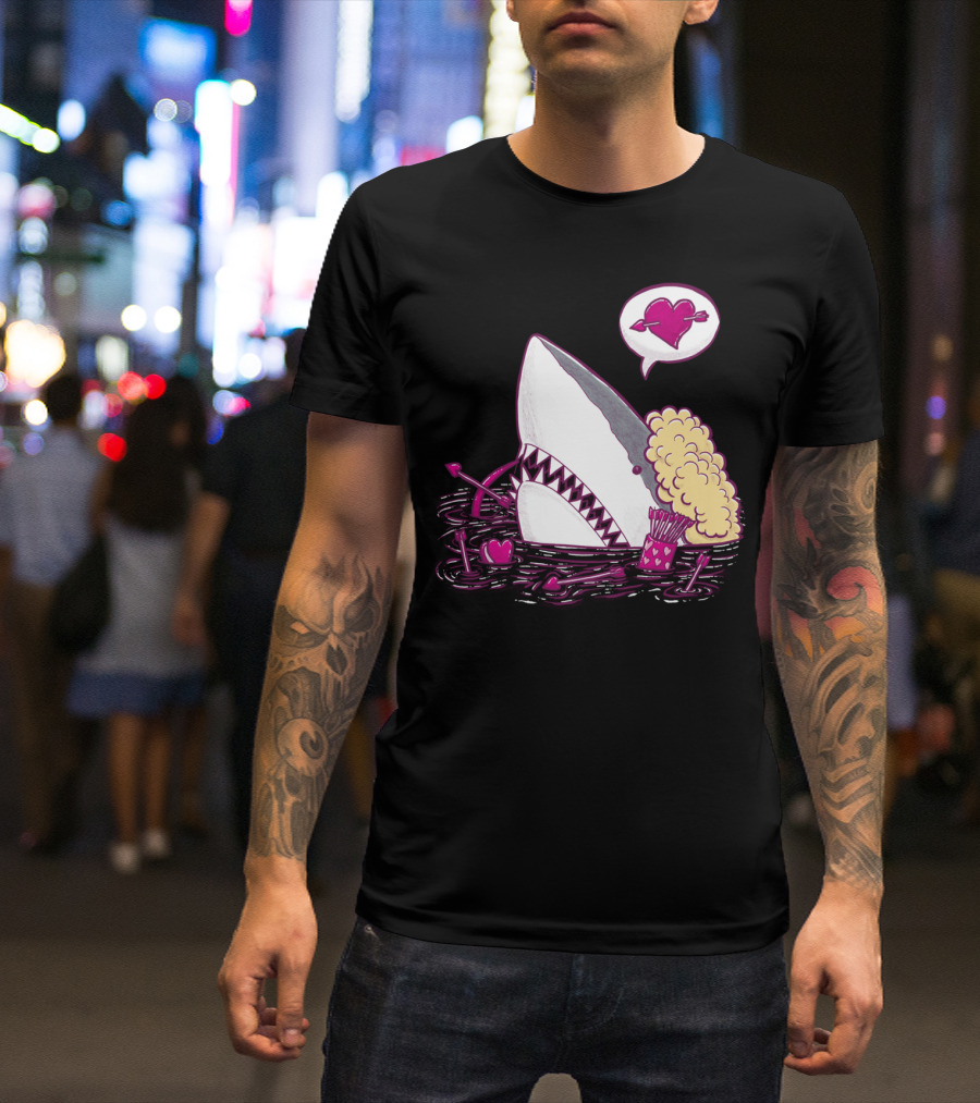 Cupid Shark With Heart And Arrows In Water T-Shirt