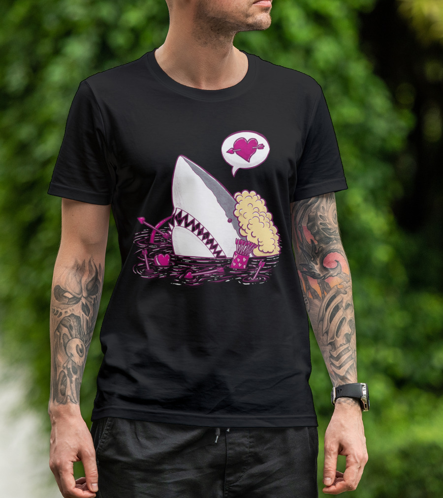 Cupid Shark With Heart And Arrows In Water T-Shirt