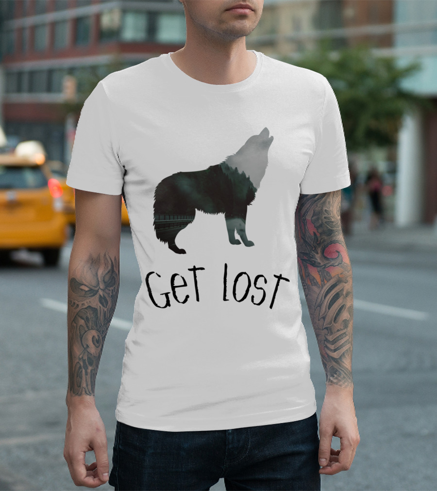 Get Lost Wolf Forest Silhouette Pathway T-Shirt