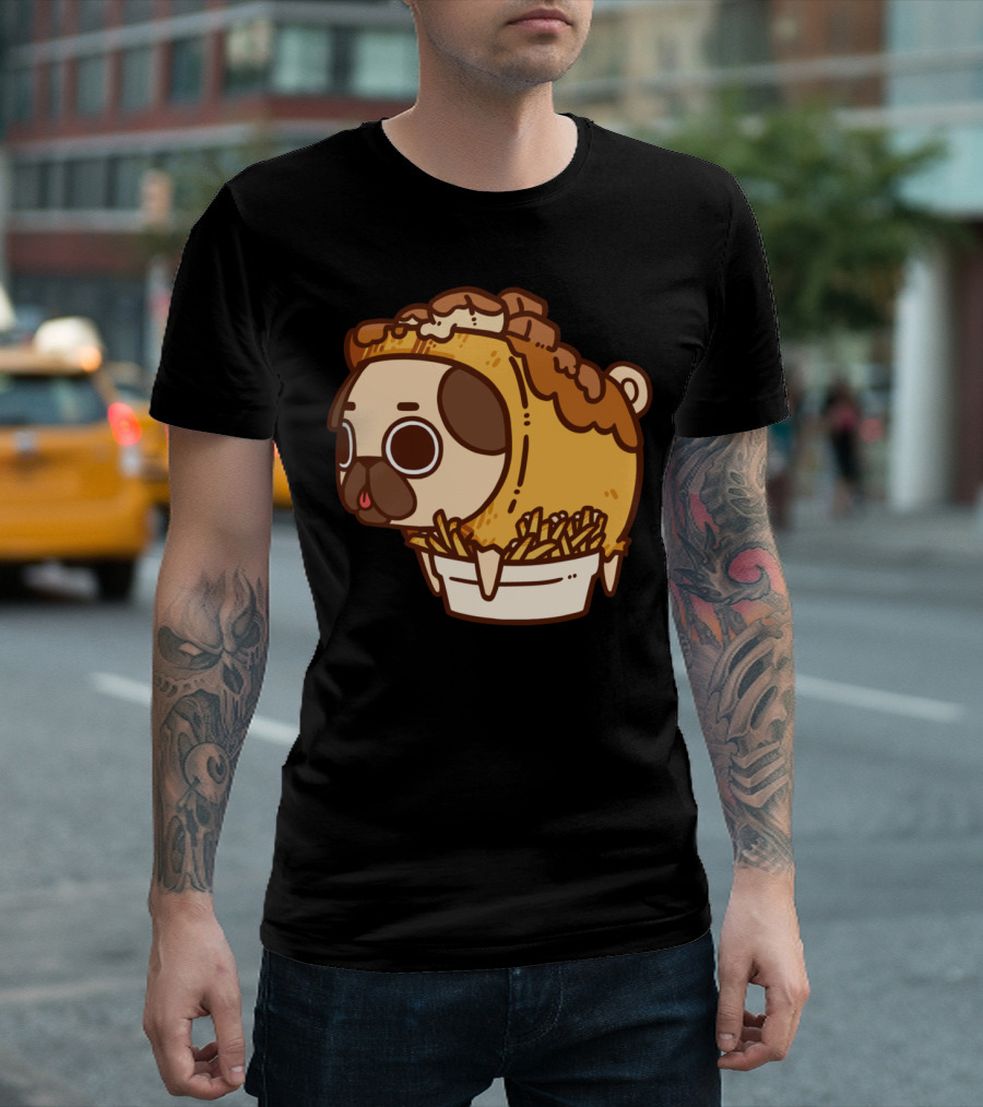 Puglie Poutine Fries and Gravy Pug in Classic Costume T-Shirt