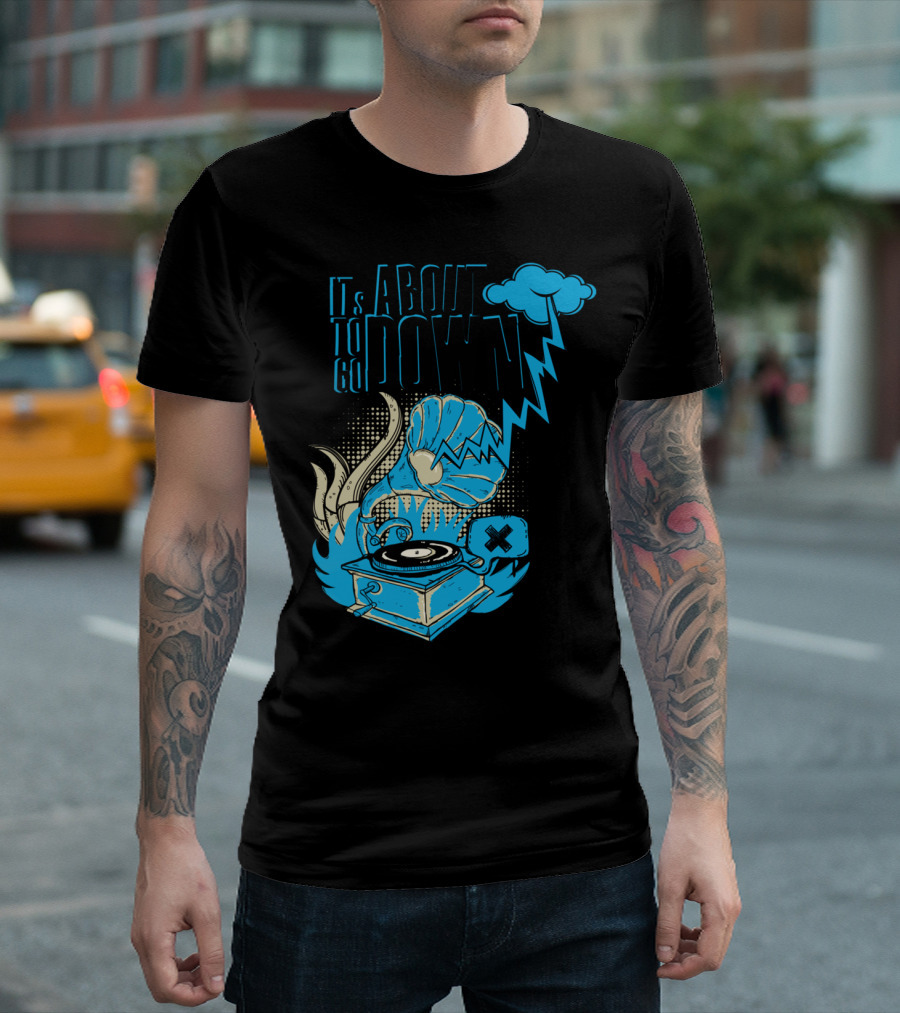It's About to Go Down Vintage Record Player Thunderstorm T-Shirt