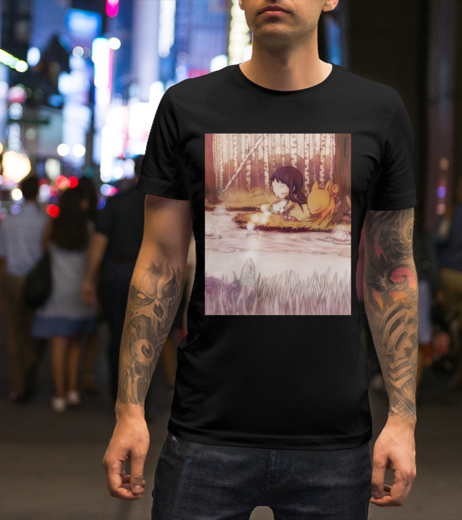 Finders Keepers Tranquil Forest Scene With Child And Creature By Water T-Shirt
