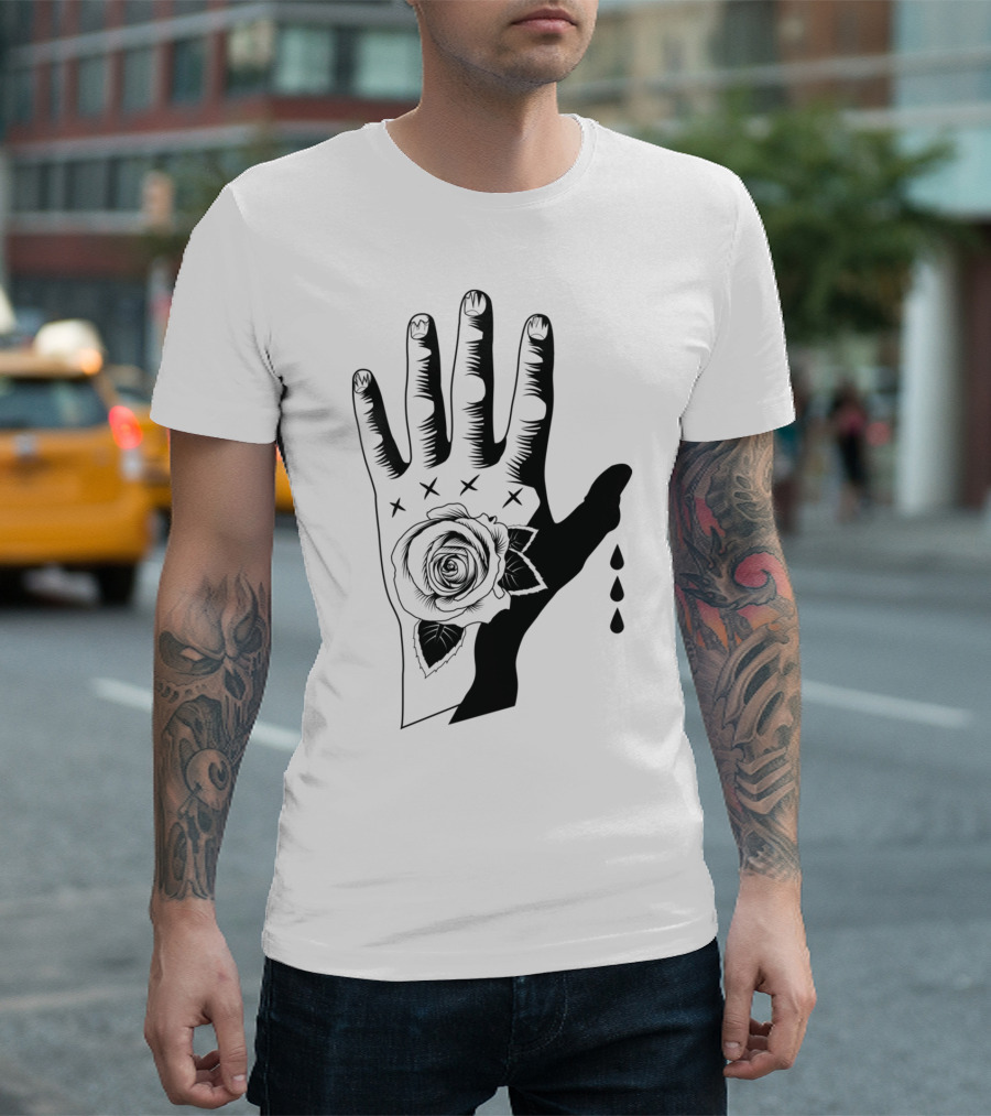 Nailbiter Hand with Rose and Dripping Blood Drops T-Shirt