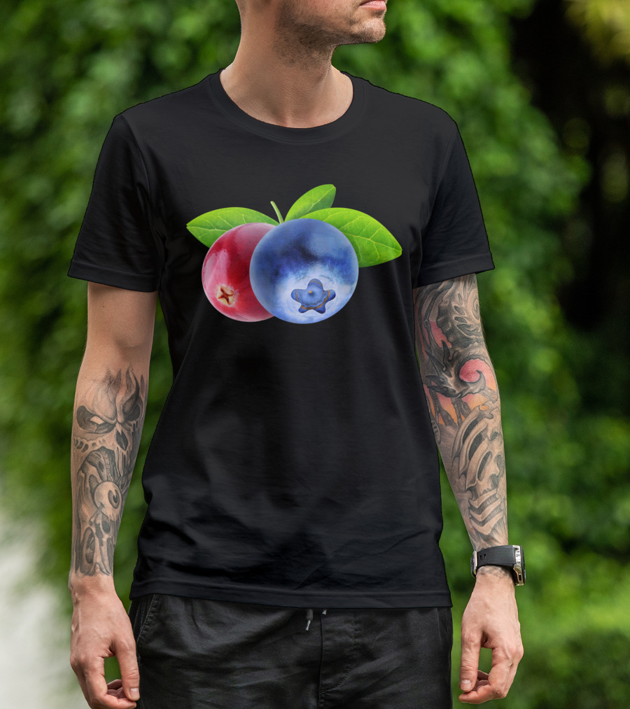 Cranberry And Blueberry With Leaves T-Shirt