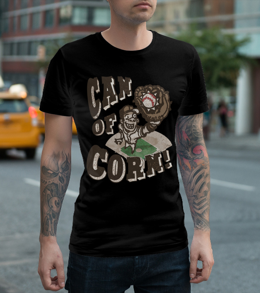 CAN OF CORN Baseball Player Catching Glove T-Shirt