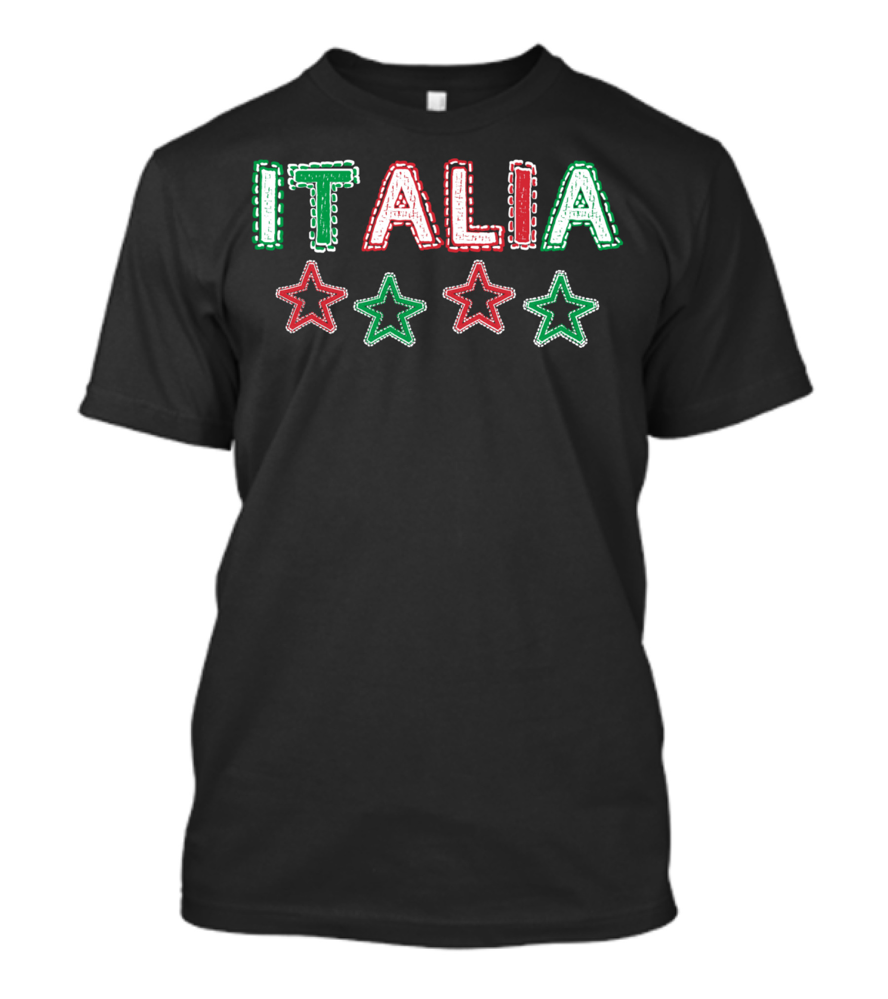 ITALIA Red Green White Stars T-Shirt